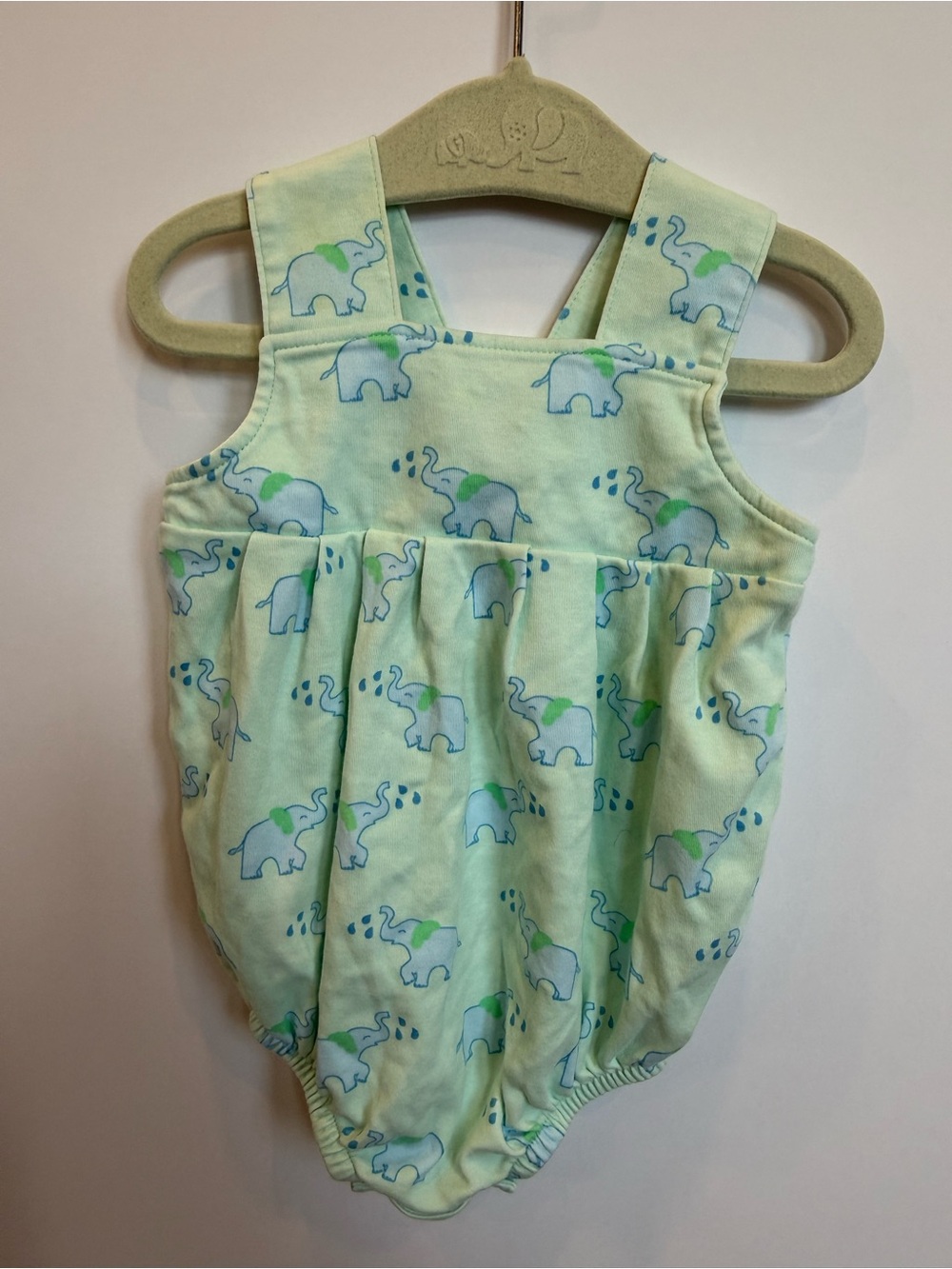 The Beaufort Bonnet Company Light Green Elephant Bubble Romper